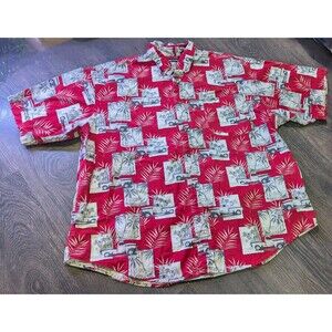 Puritan Shirt Men Size XXL Red White Tropical Trucks Vintage (552)